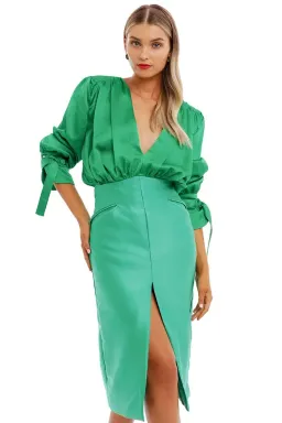 Nicola Finetti Arida Low Plunge Dress Green Size 14 for rent on The Volte - image 3