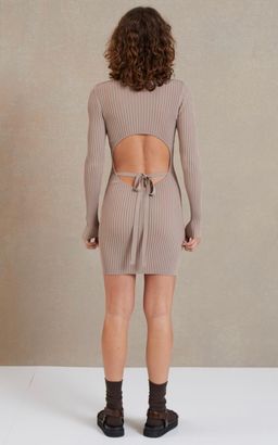 Bec & Bridge Lyla Knit Long Sleeve Mini Dress Fawn Size 8 for rent on The Volte - image 2