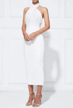 Misha Vedette Halter Midi Dress White Size 6 for rent on The Volte - image 6