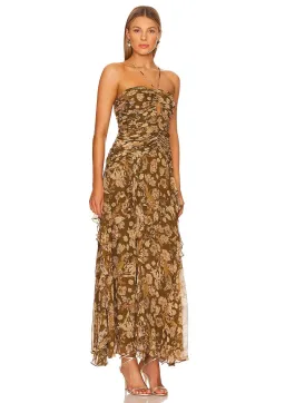 Shona Joy Rosaline Keyhole Frill Maxi Dress in Cumin Multi Size 6 for rent on The Volte - image 1