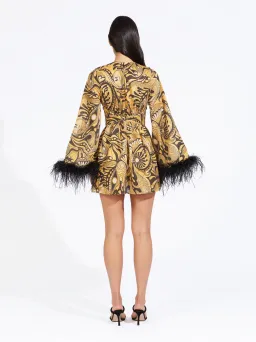 Alice McCall Gold Dust Feather Mini Dress Multi Size 10 AU for rent on The Volte - image 3