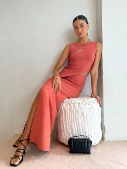 Sir Nadja Cut Out Midi Dress Coral Size 8  for rent on The Volte - image 3