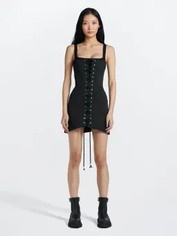 Dion Lee Laced Utility Corset Mini Dress Black Size 6 for rent on The Volte - image 1