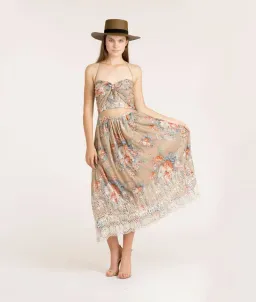 Zimmermann Anais Antique Floral Tie Dress Nude Floral Size 0 / AU 8 for rent on The Volte - image 1