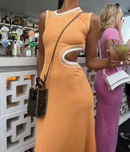 Christopher Esber Skewed Neck Multi Bind Dress Orange Size AU 4 for rent on The Volte - image 3