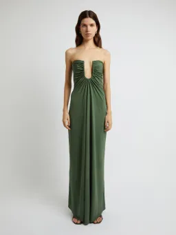 Christopher Esber Arced Palm Strapless Dress Green Size 6 for rent on The Volte - image 1