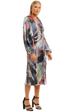 Rebecca Vallance Belladonna LS Midi Dress Print Multi Print Size 10 for rent on The Volte - image 2
