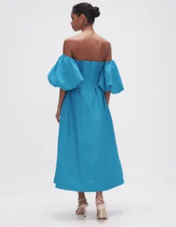 Aje Eugenie Off Shoulder Midi Dress Blue Size 12 for rent on The Volte - image 2