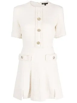 Maje Button Embellished Tweed Minidress White Size 6 for rent on The Volte - image 3