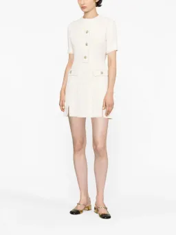 Maje Button Embellished Tweed Minidress White Size 6 for rent on The Volte - image 1