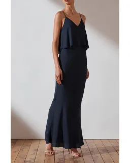 Shona Joy Bias Frill Slip Maxi Dress Navy Size 8 for rent on The Volte - image 1
