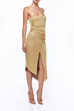 MISHA Mesh Dress Gold Sparkle Size 6/XS for rent on The Volte - image 1