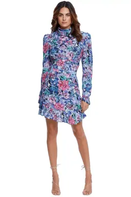Rebecca Vallance La Violette Mini Dress Blue Multi Print Size 14 for rent on The Volte - image 1