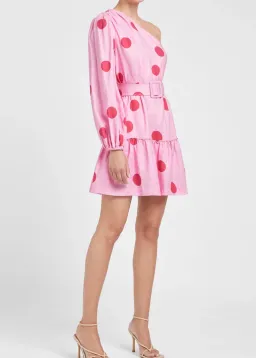 Rebecca Vallance Dalia Mini Dress Pink Polka Dot Print Size 8 for rent on The Volte - image 1