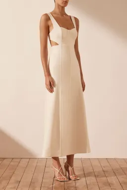 Shona Joy Amura Bustier Midi Dress In Cream Size 6 for rent on The Volte - image 2