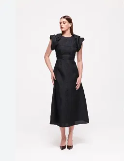 Rachel Gilbert Sophy Midi Dress in Black Size 16 for rent on The Volte - image 1