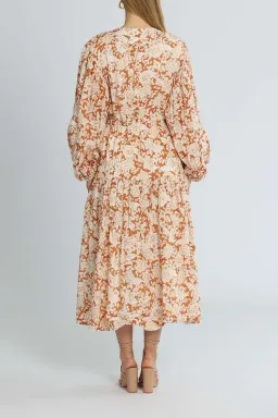 Shona Joy Flor Midi Dress Orange Floral Size 12 for rent on The Volte - image 3