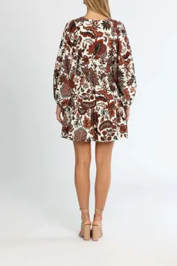 Shona Joy Catalina Plunged Balloon Sleeve Mini Dress Floral Print Size 10 for rent on The Volte - image 3