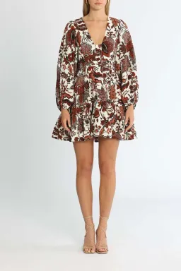 Shona Joy Catalina Plunged Balloon Sleeve Mini Dress Floral Print Size 10 for rent on The Volte - image 1