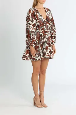 Shona Joy Catalina Plunged Balloon Sleeve Mini Dress Floral Print Size 10 for rent on The Volte - image 2