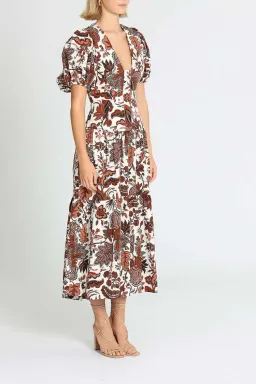 Shona Joy Catalina Plunged Short Sleeve Midi Dress Floral Print Size 8 for rent on The Volte - image 2