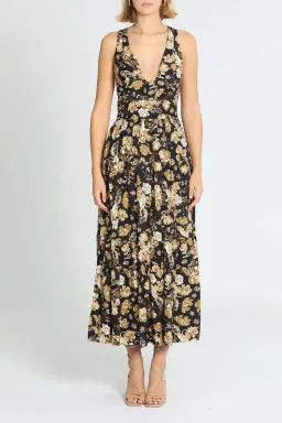 Shona Joy Palermo Plunged Low Back Midi Dress Multi Black Size 6 for rent on The Volte - image 1