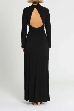 Tadashi Shoji Seneca Open Back Pintuck Gown Black Size 12 for rent on The Volte - image 3