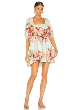 Zimmermann The Mae Cut Out Mini Dress in Mint Florasize 3 /Au  for rent on The Volte - image 1