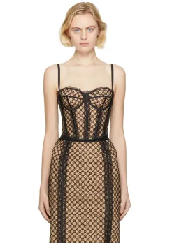 Gucci GG Mesh Lace Corset & Skirt Set Print Size S/8 for rent on The Volte - image 3