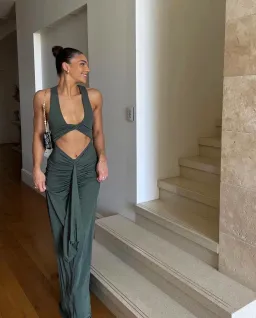 Christopher Esber Vivenda Drape Dress Green Size S/ AU 8 for rent on The Volte - image 4