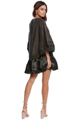 AJE Gracious Smock Dress in Khaki Matte Size 10 for rent on The Volte - image 3