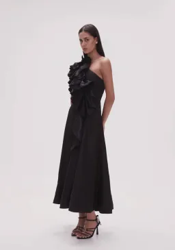 Aje Adelia Ruffle Midi Dress Black Size 8 for rent on The Volte - image 3