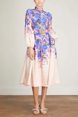 Zimmermann High Tide Buttoned Midi Dress Purple Ikat Floral Size 1 / AU 10 for rent on The Volte - image 4