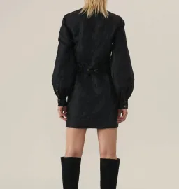 Ganni Jacquard Black Wrap Dress Black Size 10 for rent on The Volte - image 3