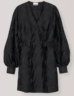 Ganni Jacquard Black Wrap Dress Black Size 10 for rent on The Volte - image 4