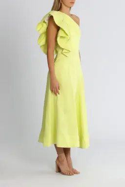 Aje Bonjour Asymmetric Midi Dress in Lime Green Size 14 for rent on The Volte - image 2