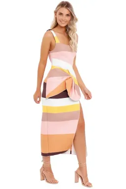 Acler Harper Midi Dress in Rainbow Stripe Size 12 for rent on The Volte - image 2