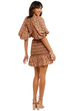 Acler Brooks Mini Dress in Neutral Leaves Print Size 6 for rent on The Volte - image 3