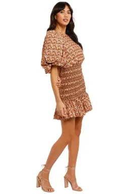 Acler Brooks Mini Dress in Neutral Leaves Print Size 6 for rent on The Volte - image 2