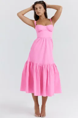 House of CB Elia Midi Dress Pink Size XS/Au 6 for rent on The Volte - image 3