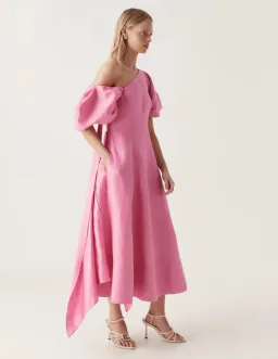 Aje Arista Tulip Sleeve Midi Dress Pink Size 8 for rent on The Volte - image 3