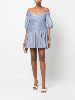 Zimmermann Pleated Mini Dress Dusty Blue Size 0  / AU 8 for rent on The Volte - image 1