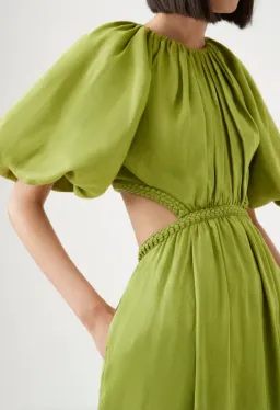 Aje Capucine Puff Sleeve Midi Dress Green Size 8 for rent on The Volte - image 2