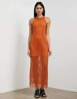 Camilla and Marc Rosalind Textured Midi Dress Orange Size 8 for rent on The Volte - image 1