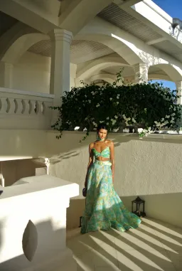 Zimmermann High Tide Crop Bodice And Ikat Maxi Skirt Set Floral Size 0/Au 8 for rent on The Volte - image 3