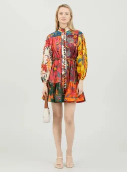 Zimmermann Ginger Lantern Mini Dress Spliced Size 0 / Au 8  for rent on The Volte - image 1