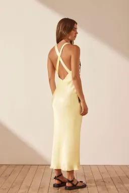 Shona Joy Camille Lace Cross back Midi Dress Limoncello/Black Size 6 for rent on The Volte - image 3