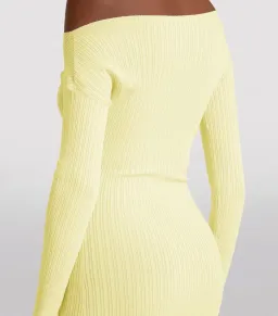 Sir the Label Kelvin Off Shoulder Draped Dress in Lemon Yellow Size 3 / AU 12 for rent on The Volte - image 4