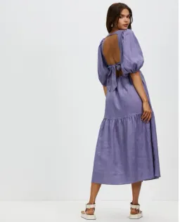 AERE Tie Back Midi Dress Purple Size 10 for rent on The Volte - image 2