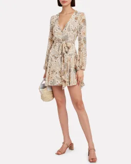 Shona Joy Miller Floral Crepe Mini Dress Ivory/Floral Size 12 for rent on The Volte - image 1